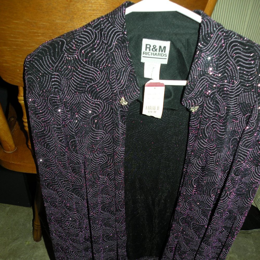 R & M RICHARDS PURPLE NEW WITH TAGS SPARKLY JACKET 14